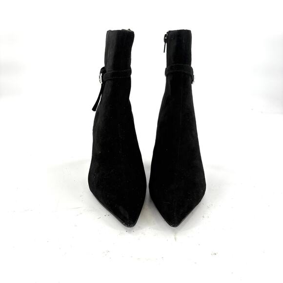 Steve Madden Layan Ankle Booties 7 Black Suede NWOT Boots Heel Dress Buckle Prep - Picture 4 of 8